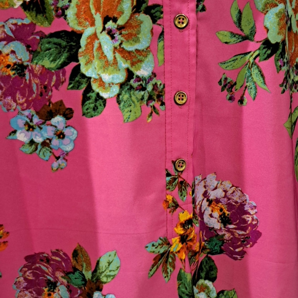 Ellen Tracy Pink Floral Blouse button casual  size 3X - Picture 11 of 13